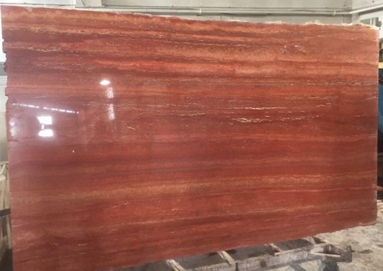 レッドトラバーチン　イラン産赤い巣穴の大理石のご紹介